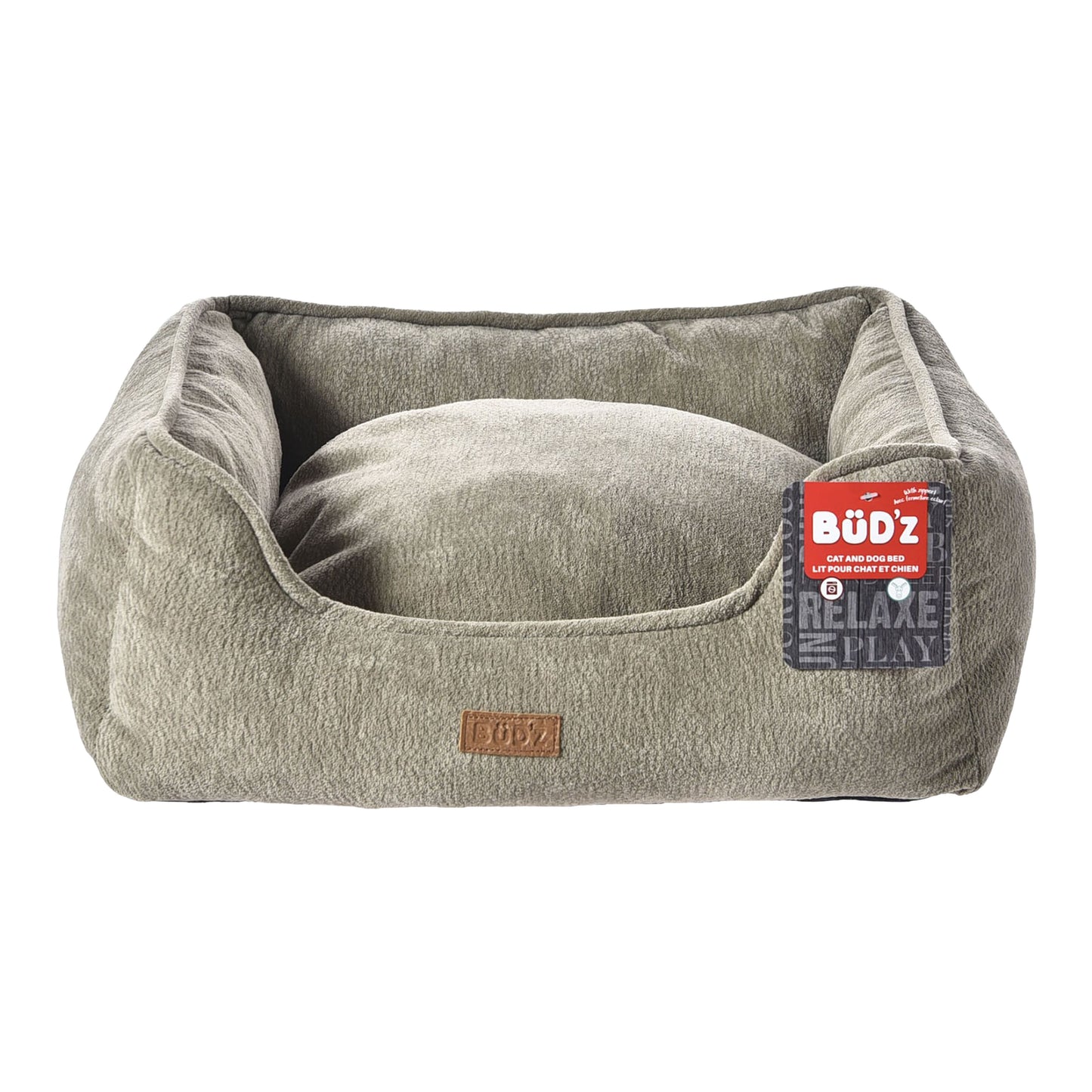 Bud'z Lit à Rebords élevés, L'élégant Ultra Doux - Taupe, Moyen 61x48x18cm