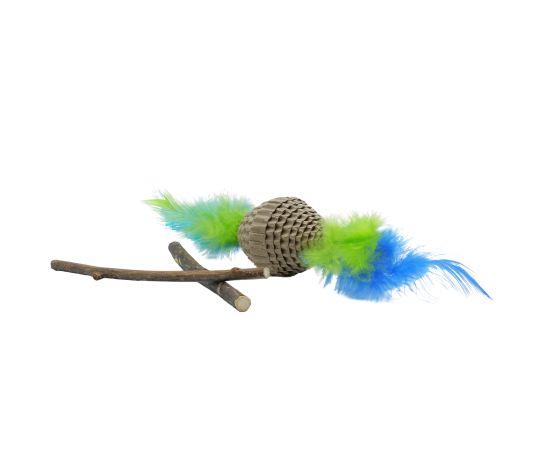 Bud'z Jouet Pour Chat, Duo Matatabi - Ballon De Rugby Cartonné Avec Plumes 20cm