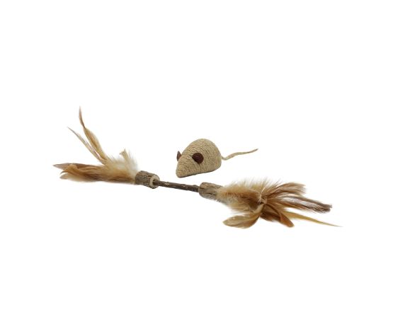 Bud'z Jouet Pour Chat, Duo Matatabi - Bâtonnet Avec Plumes & La Souris En Jute 30 & 22cm