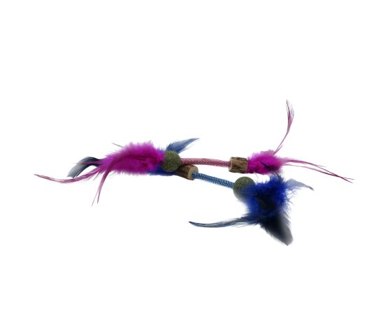 Bud'z Jouet Pour Chat, Duo Matatabi - Bâtonnets Avec Herbe à Chat Compressée, Bleu Et Rose 30cm