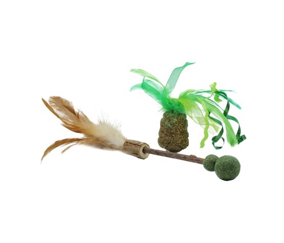 Bud'z Jouet Pour Chat, Duo Matatabi - Bâtonnet & Ananas Festif Avec Herbe à Chat Compressée 23 & 13cm