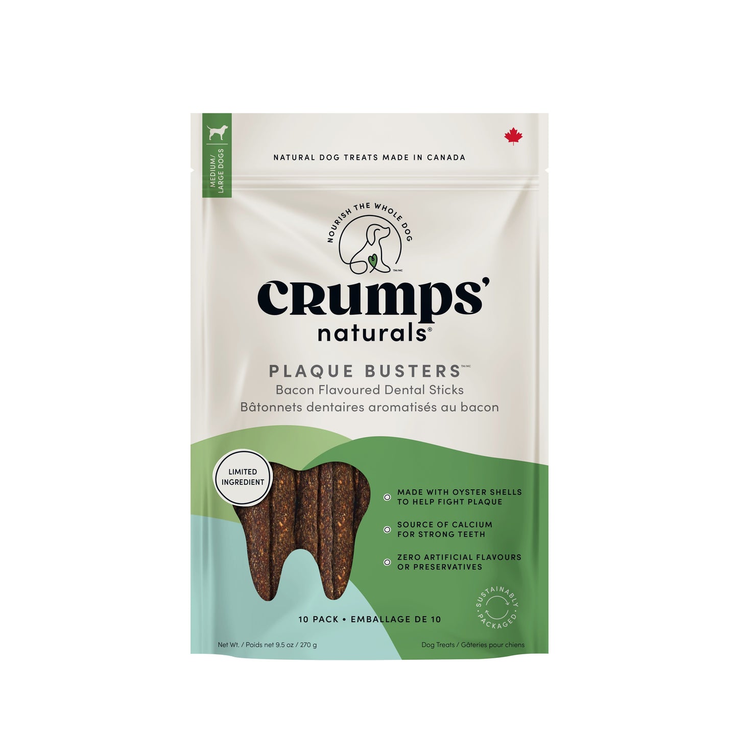 Crumps' Naturals Gâteries Pour Chien, "plaque Busters" Bacon