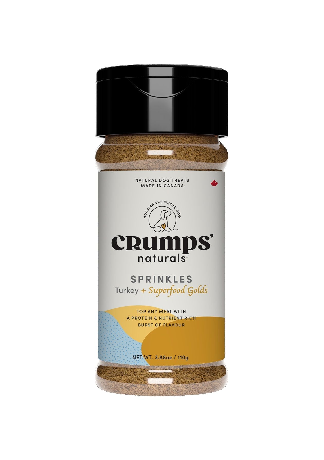 Crumps' Naturals Gâteries Pour Chien, Flocons à Saupoudrer, Dinde + Superaliment Or 110g