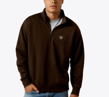 Sweat-shirt à fermeture éclair 1/4 MNS - BRUN