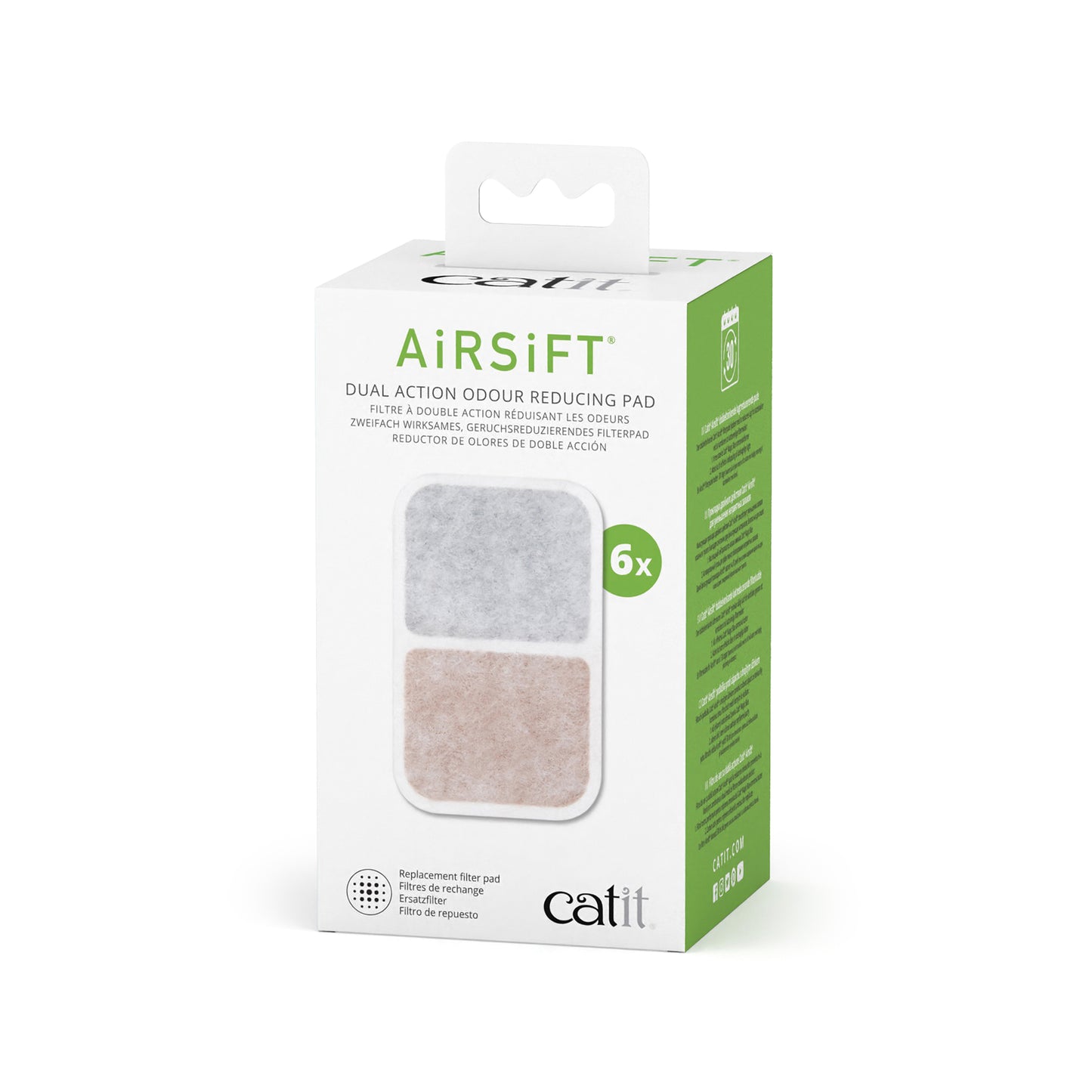 Catit Airsift Filtre à double action réduisant les odeurs, paquet de 6