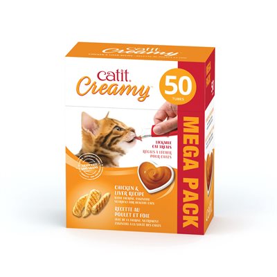 Catit Creamy Régals crémeux, Poulet et foie, paquet de 50