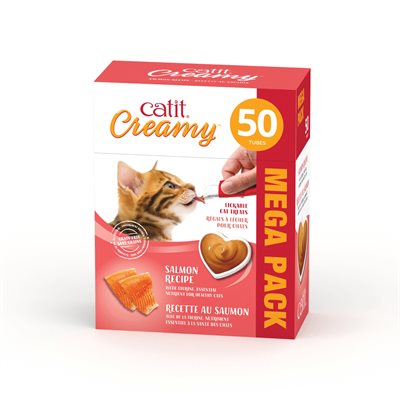 Catit Creamy Régals crémeux, Saumon, paquet de 50