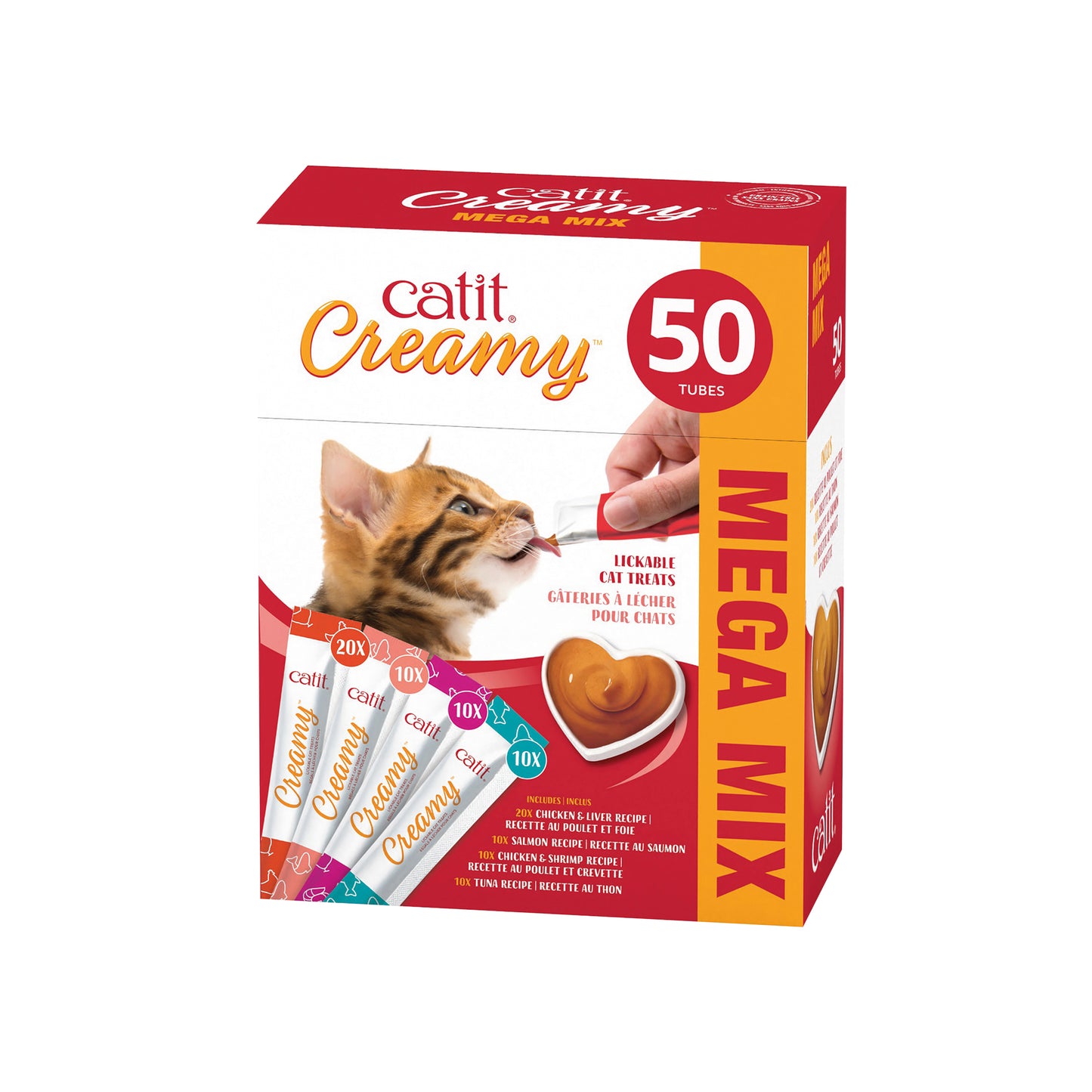 Catit Creamy Gâteries crémeuses à lécher, Mélange assorti, paquet de 50