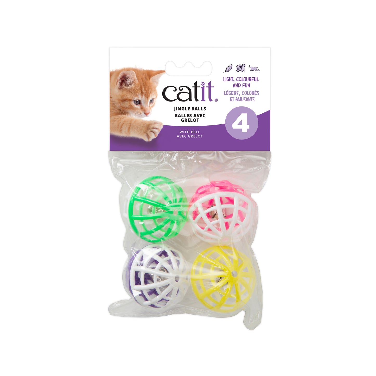 Balles Catit en plastique avec grelot, paquet de 4