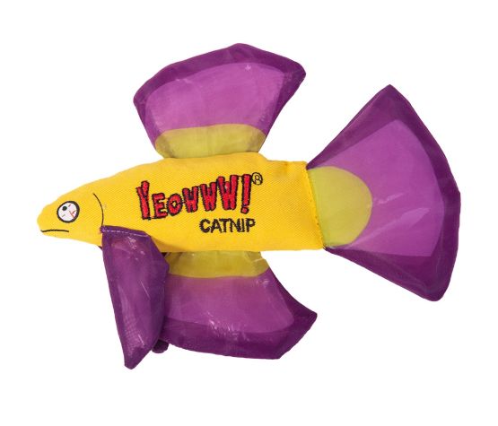 Ducky World Jouet D'herbe à Chat - Poisson Betta, Mauve