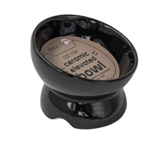 Dexypaws Bol Surélevé En Céramique Pour Chat 7oz - Noir