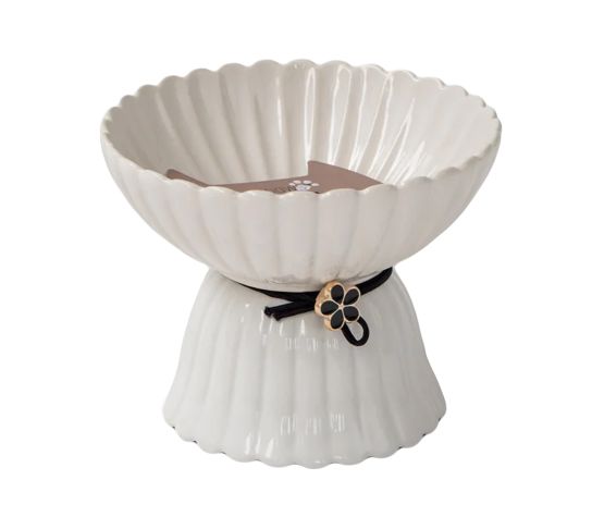 Dexypaws Bol Surélevé En Céramique Pour Chat 8,45Oz - Blanc