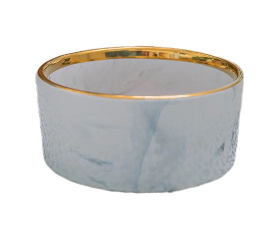 Dexypaws Bol En Céramique Pour Chien 15oz - Marbré Gris Avec Accent Doré