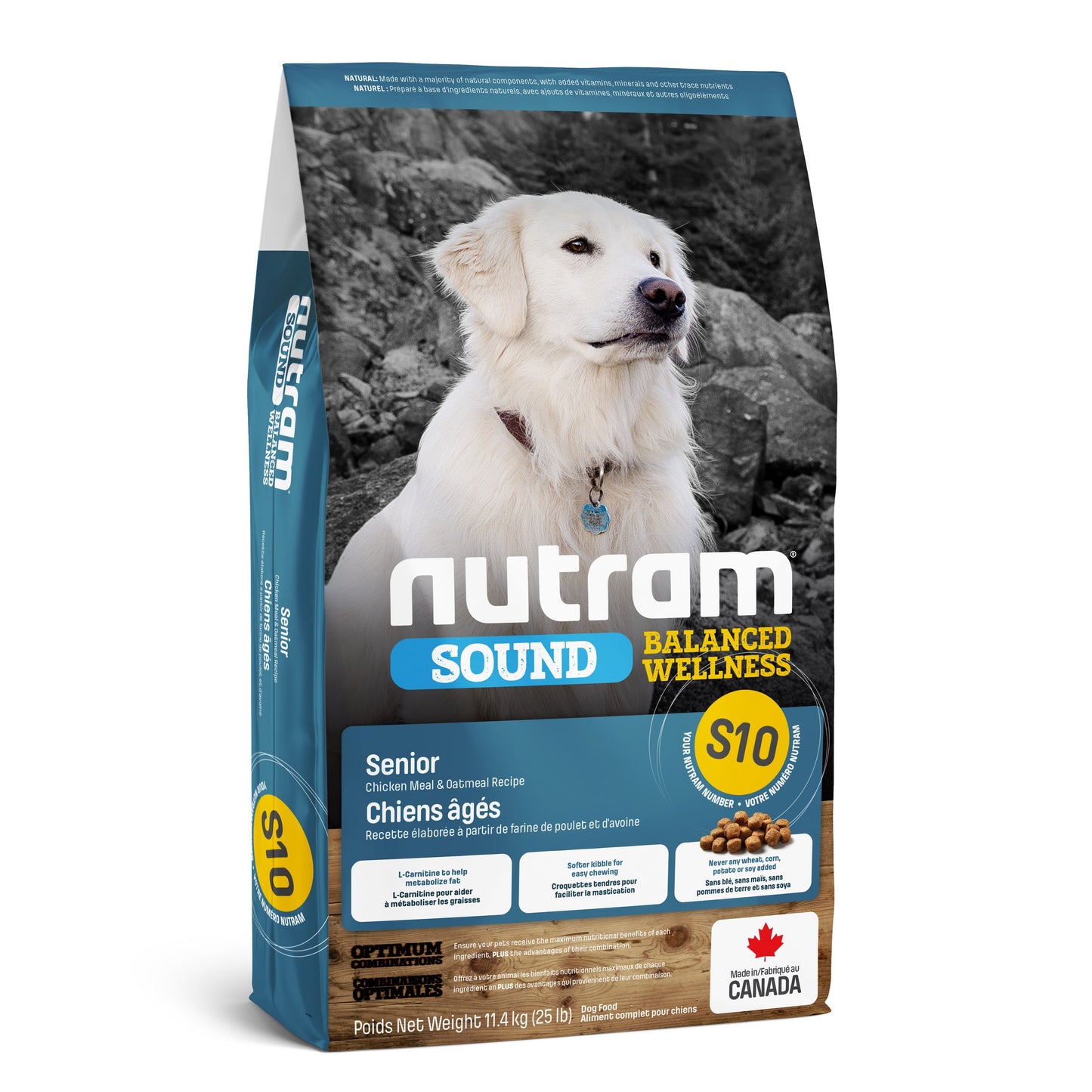 Nutram Sound (s10) Nourriture Pour Chien Sénior, Poulet & Avoine 25 Lb