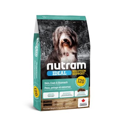 Nutram Ideal (i20) Chien Peau, Pelage Et Estomac Sensible Agneau Et Riz Brun 25lbs