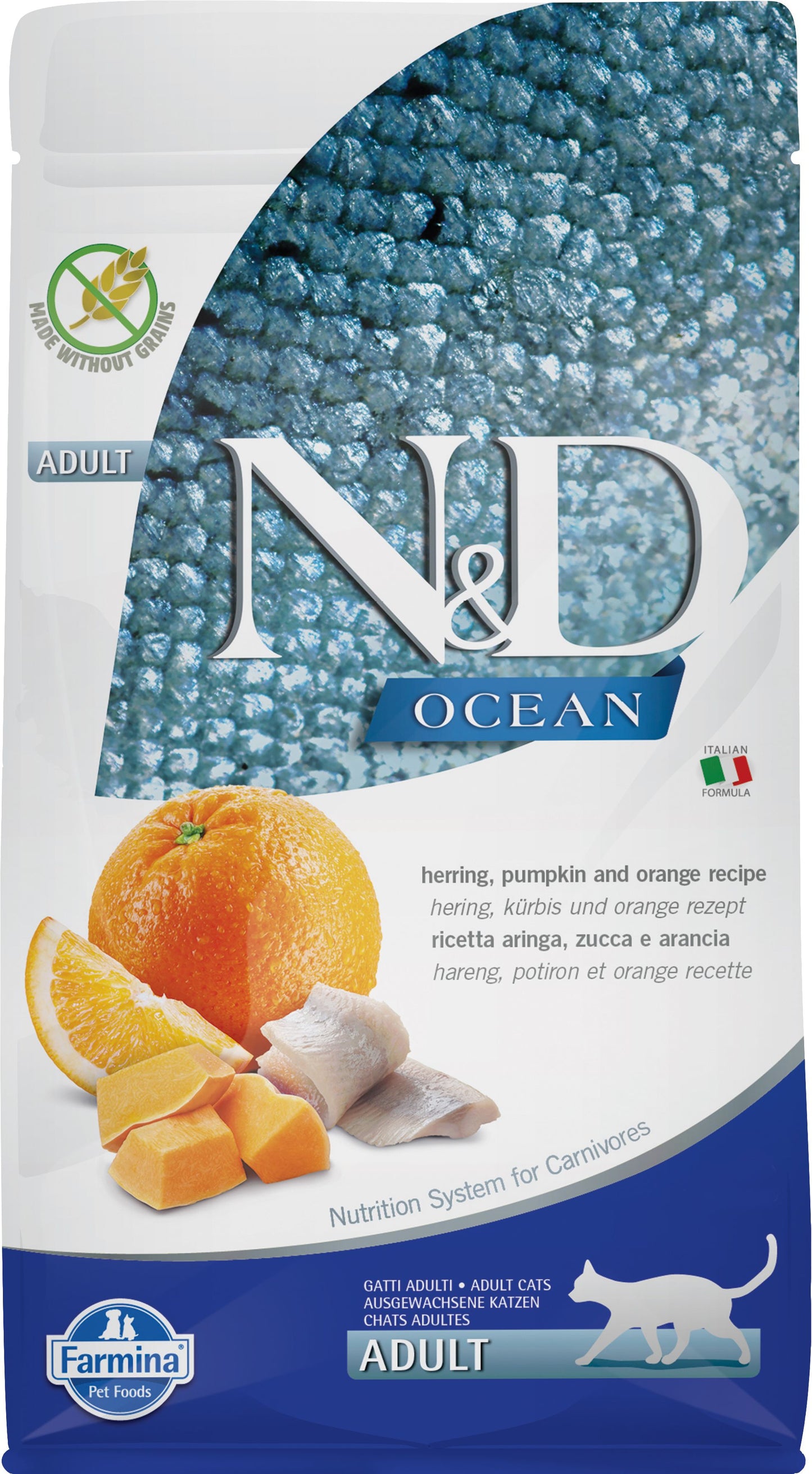 Farmina N&d Ocean Sans Grains Chat Citrouille, Hareng & Orange 11 Lb