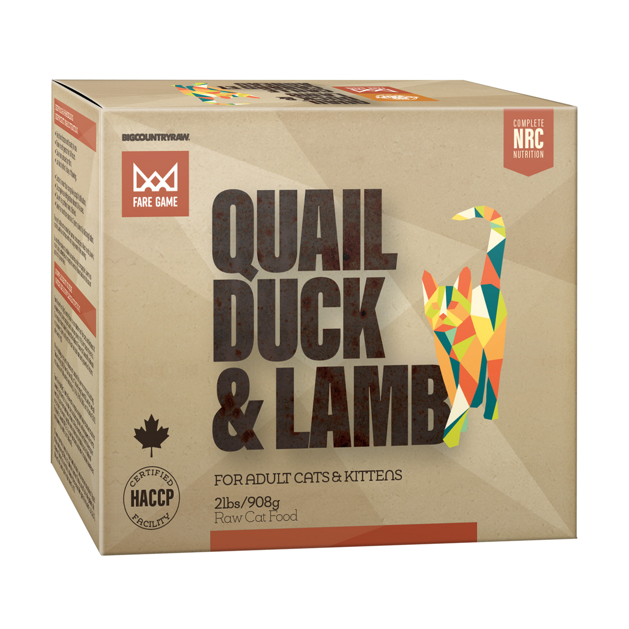 Big Country Raw Fare Game Caille, Canard, Agneau 4X1/2Lb