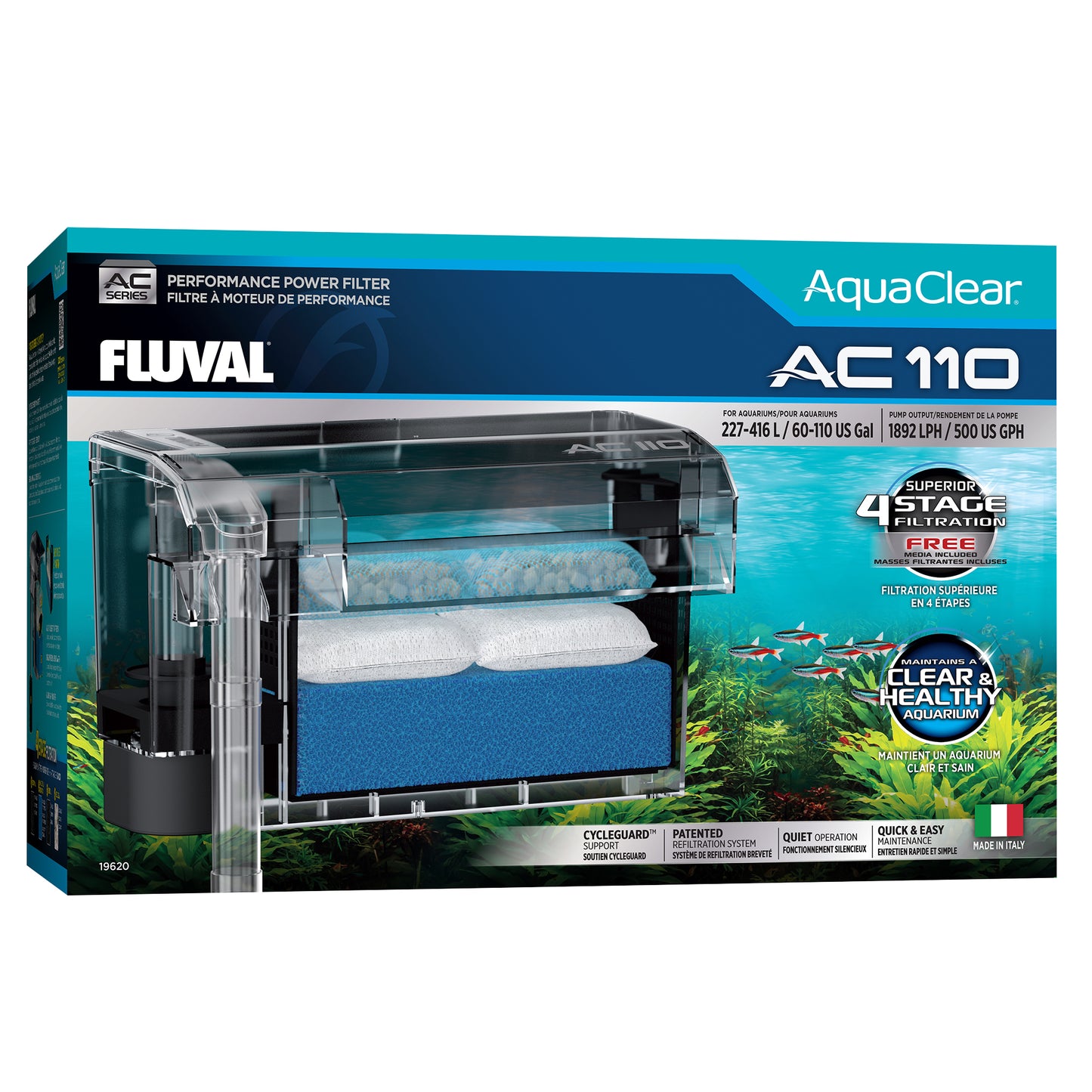 Filtre à moteur AquaClear 110 Fluval, 227-416 L (60-110 gal)