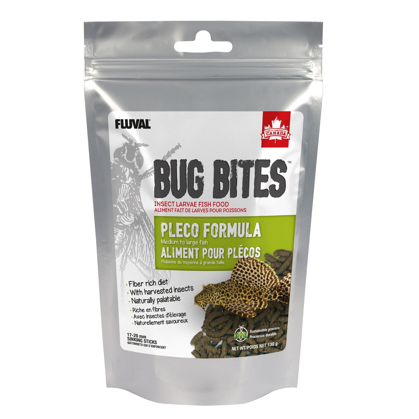 Bâtonnets Bug Bites Fluval pour poissons de fond de moyenne à grande taille, 17-20 mm, 130 g