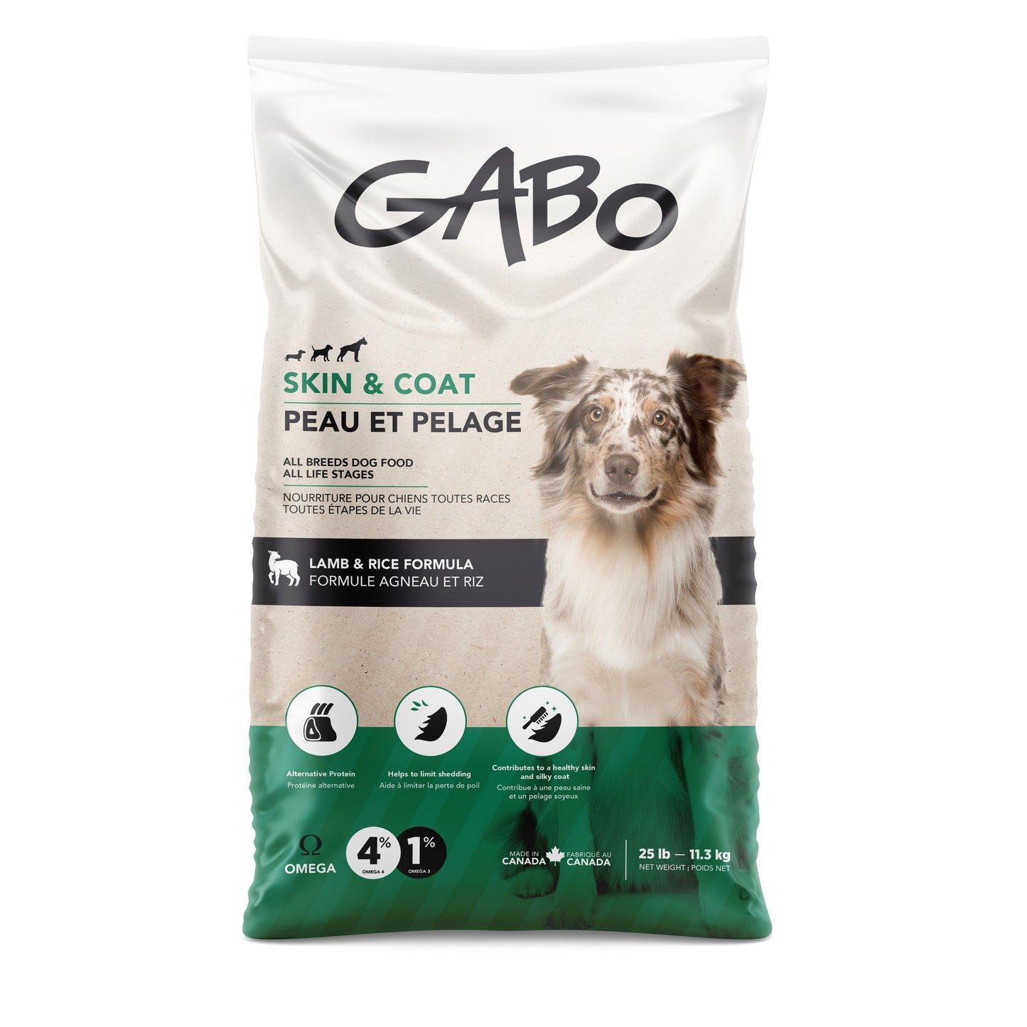Gabo Nourriture Pour Chien & Chiot, Peau & Pelage, Agneau Et Riz 25Lbs