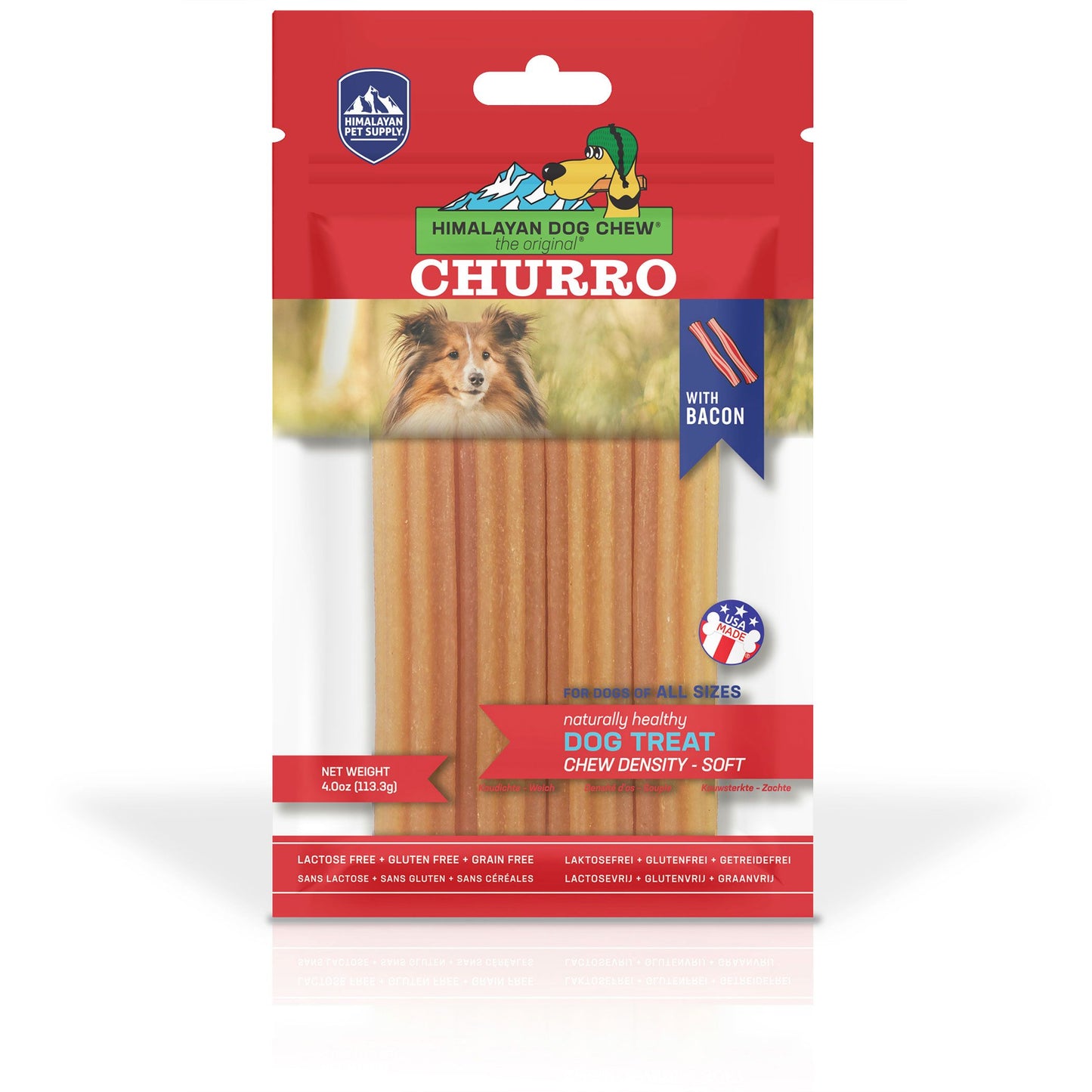 Himalayan Dog Chew, Churro - Gâteries Pour Chien, Bacon 4oz