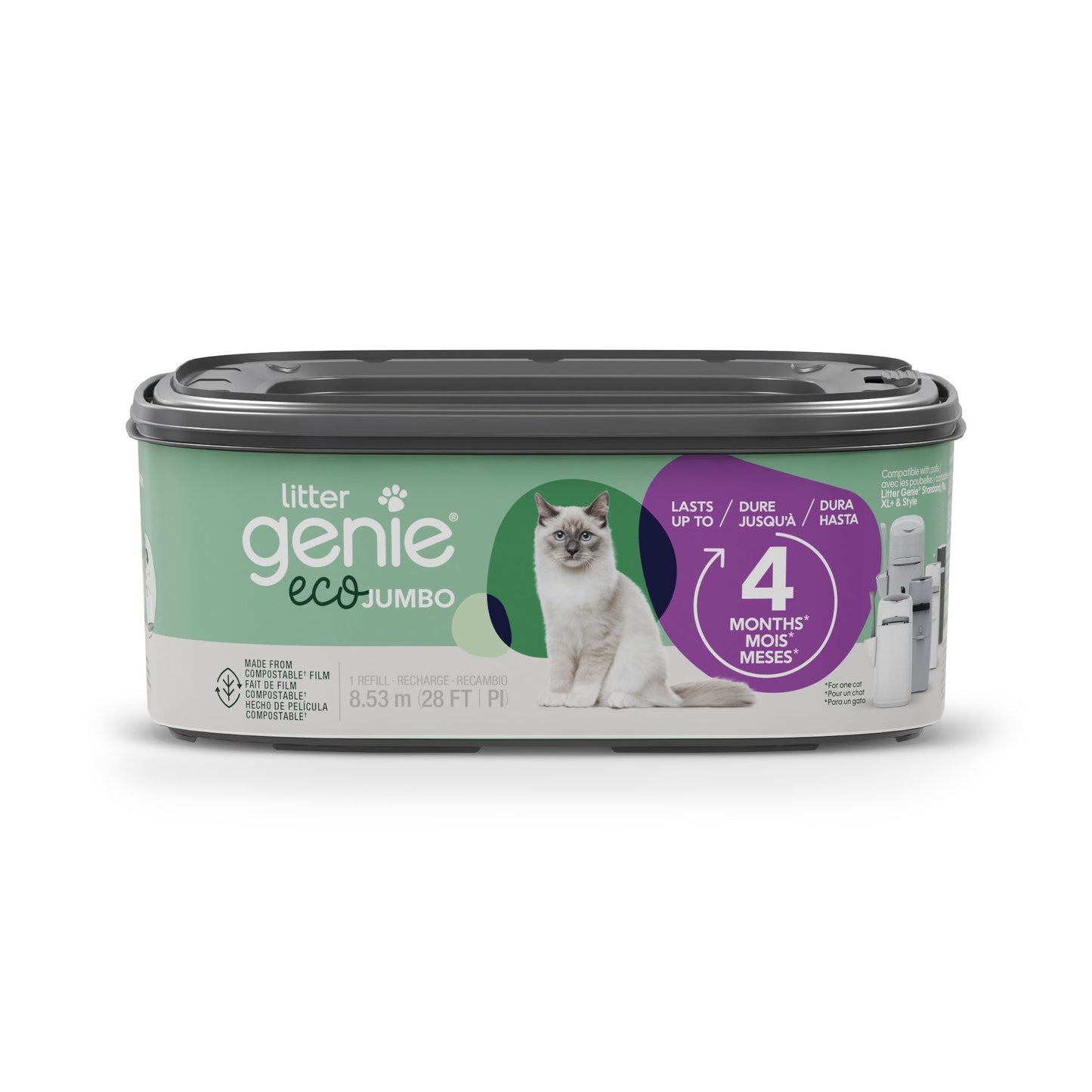 Litter Genie, Jumbo Eco - Recharge Pour Poubelle Litter Genie, Dure Jusqu'à 4 Mois