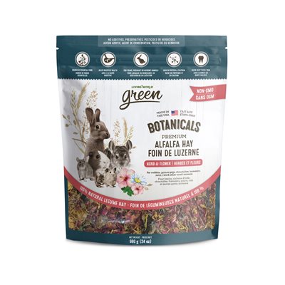 Foin de luzerne Botanicals Living World Green de qualité supérieure, Herbes et fleurs, 680 g (24 oz)