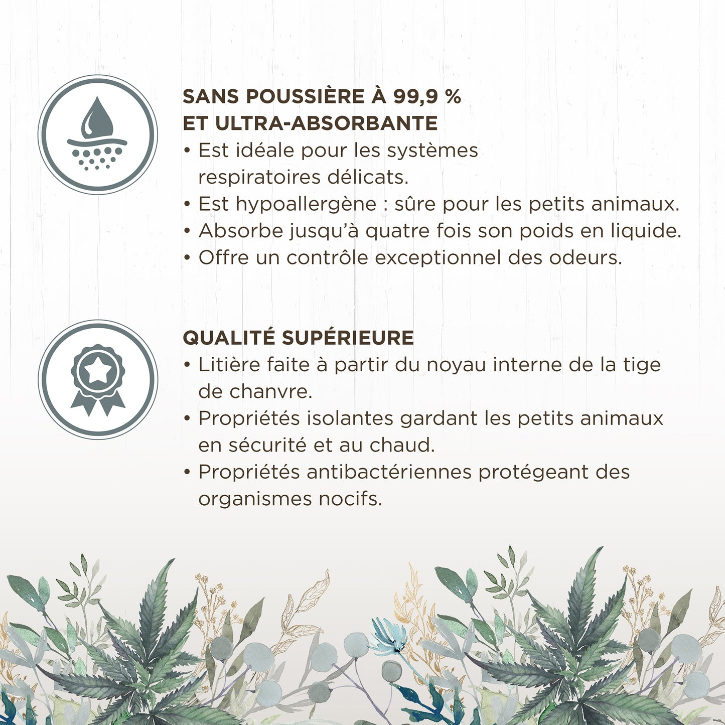 Litière de chanvre Living World Green Ultra Comfort de première qualité, 20 L