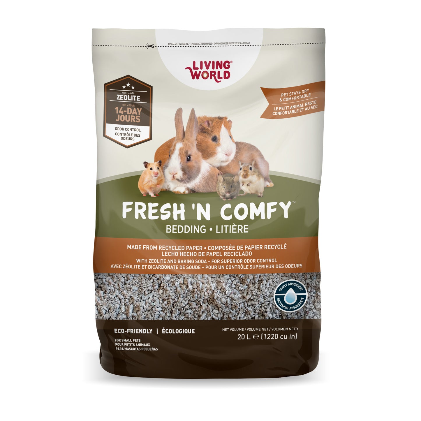 Litière Fresh ’N Comfy Living World, brune, 20 L (1 220 po3)