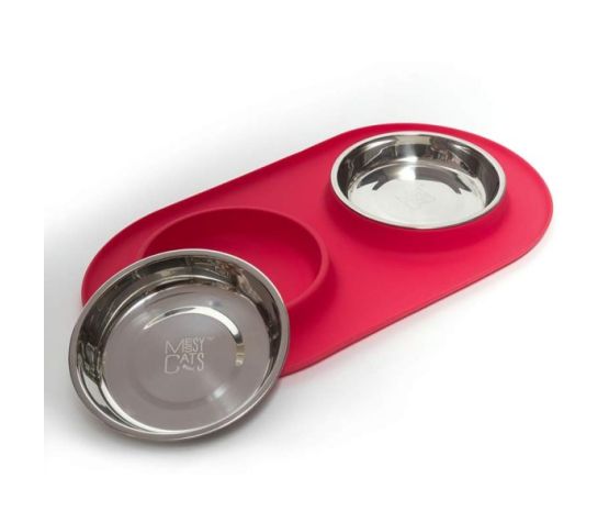 Messy Cats Bol Inox En Silicone Pour Chat, Double