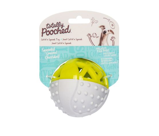 Messy Mutts Catch N' Squeak Jouet En Caoutchouc Chien Balle grise&verte