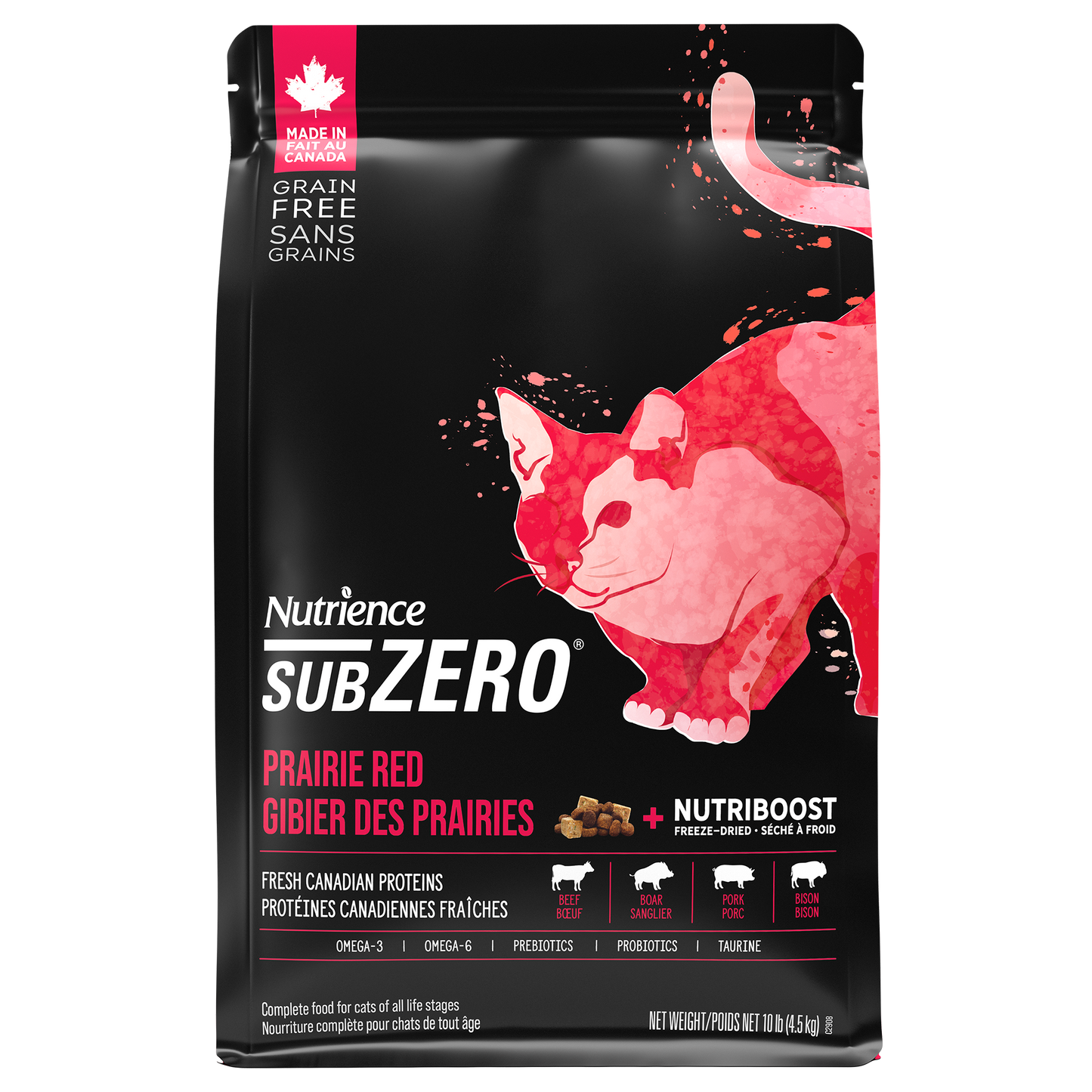 Nutrience SubZero Sans grains pour chats, formulation Gibier des prairies, 4,5 kg (10 lb)