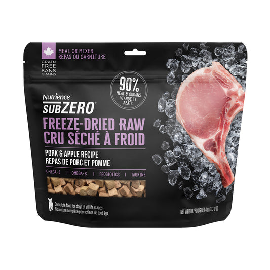 Nutrience SubZero Cru séché à froid, Repas de porc et pommes, 113 g