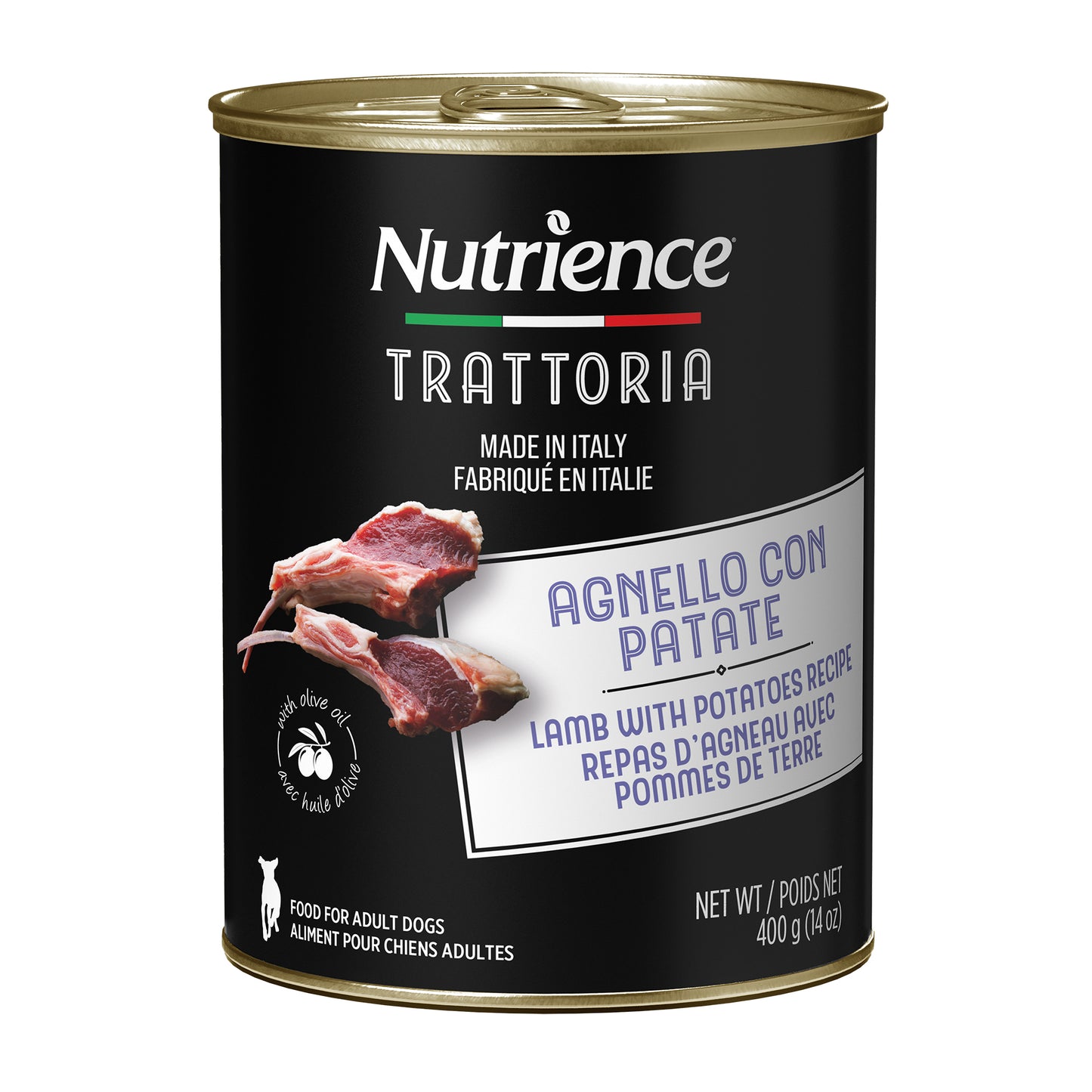 Nutrience Conserve Trattoria, Repas d’agneau et pommes de terre, 400 g