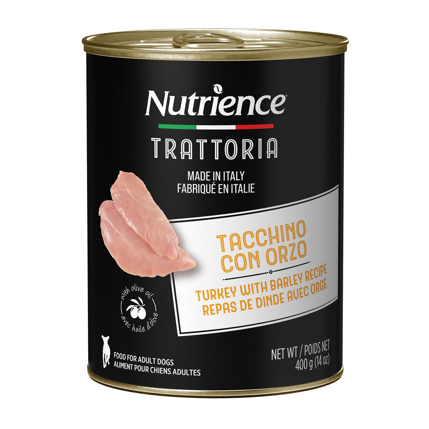 Nutrience Conserve Trattoria, Repas de dinde et orge, 400 g