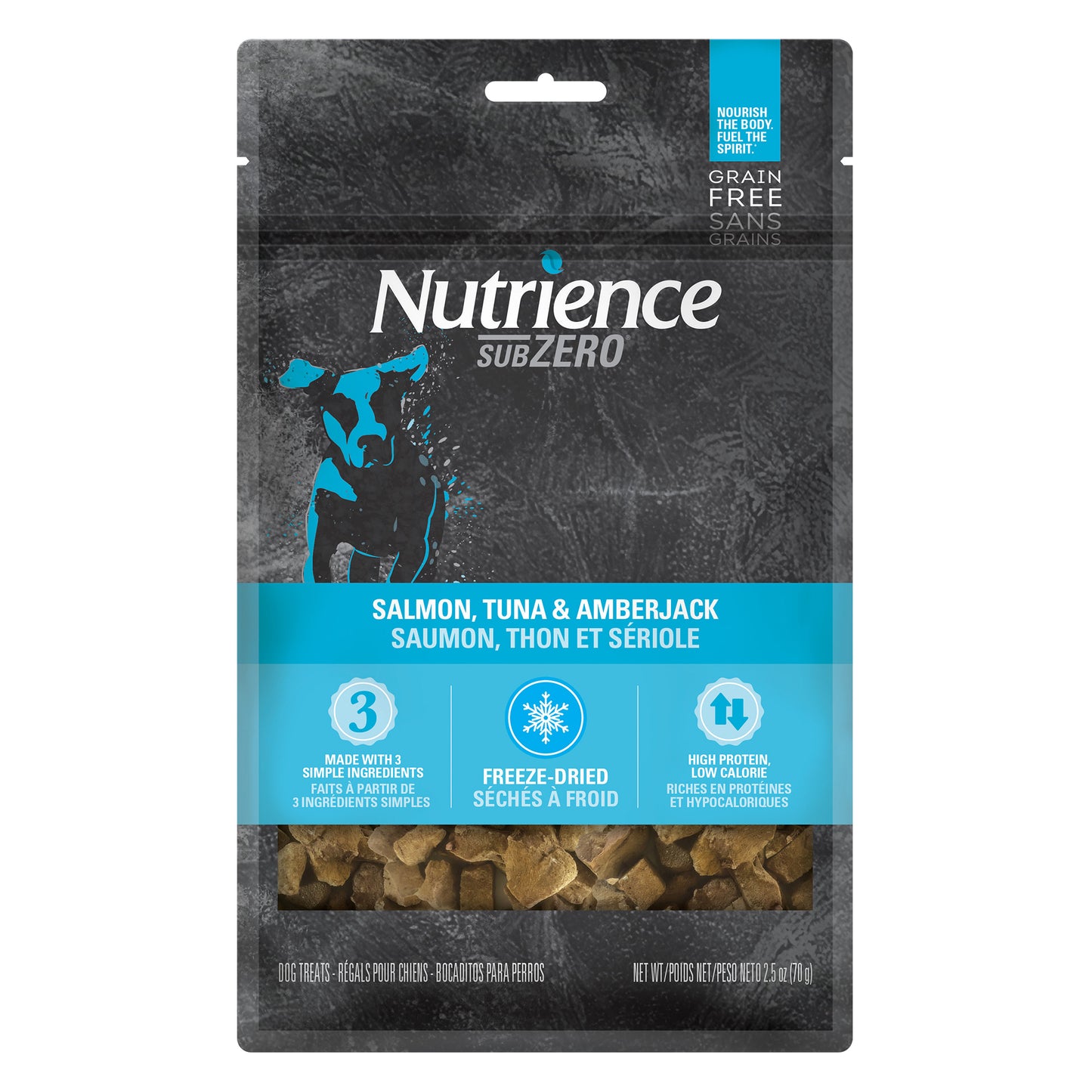 Nutrience Gâteries SubZero Sans grains à protéines multiples, Saumon, thon et sériole, 70 g (2,5 oz)