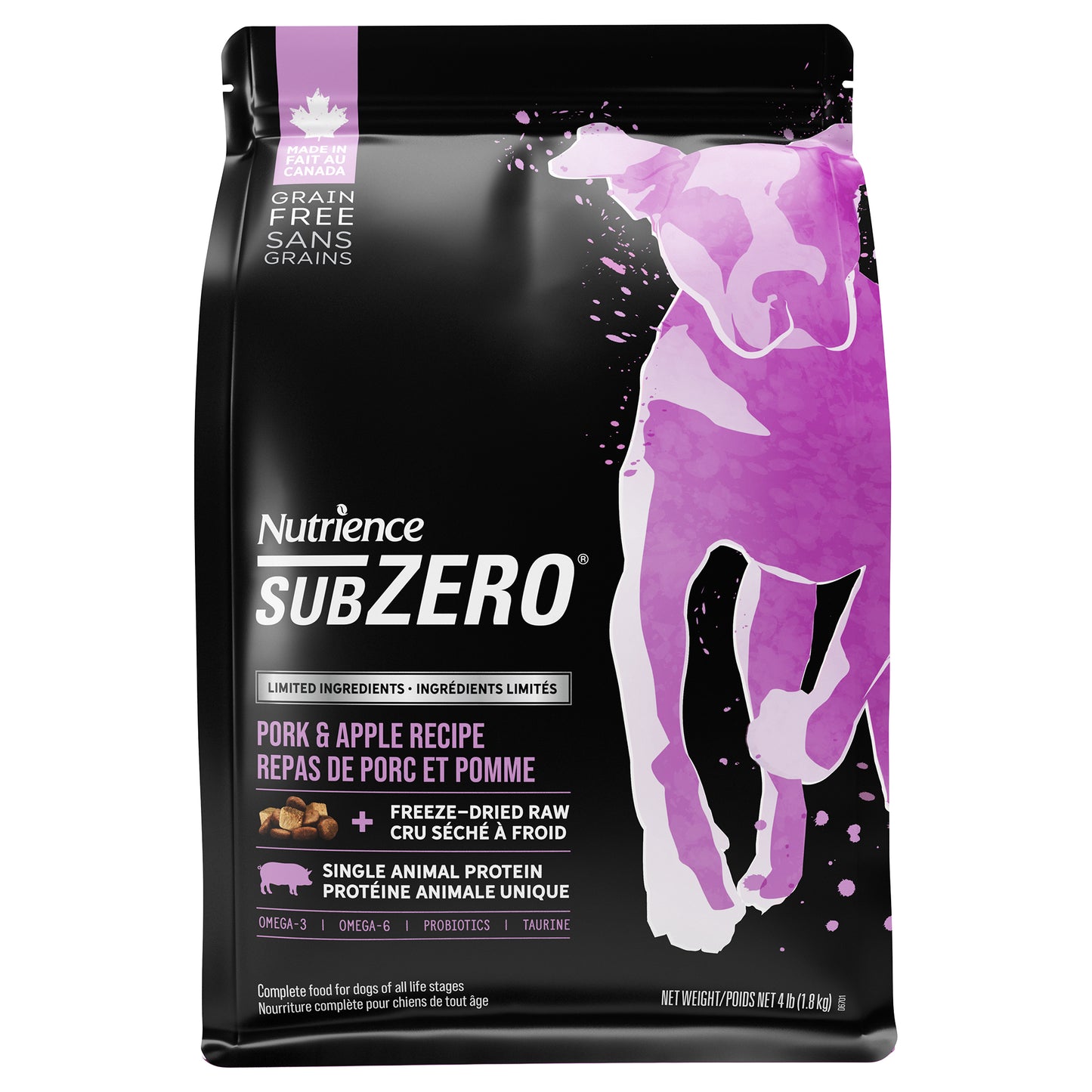 Nutrience SubZero à ingrédients limités, Repas de porc et pomme, 1,8 kg