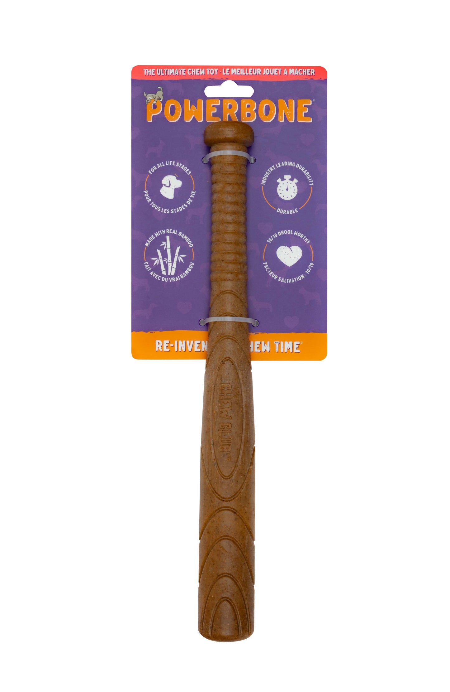 Powerbone Jouet à Mâcher Pour Chien, Nylon & Bambou - Bâton De Baseball 5.5"