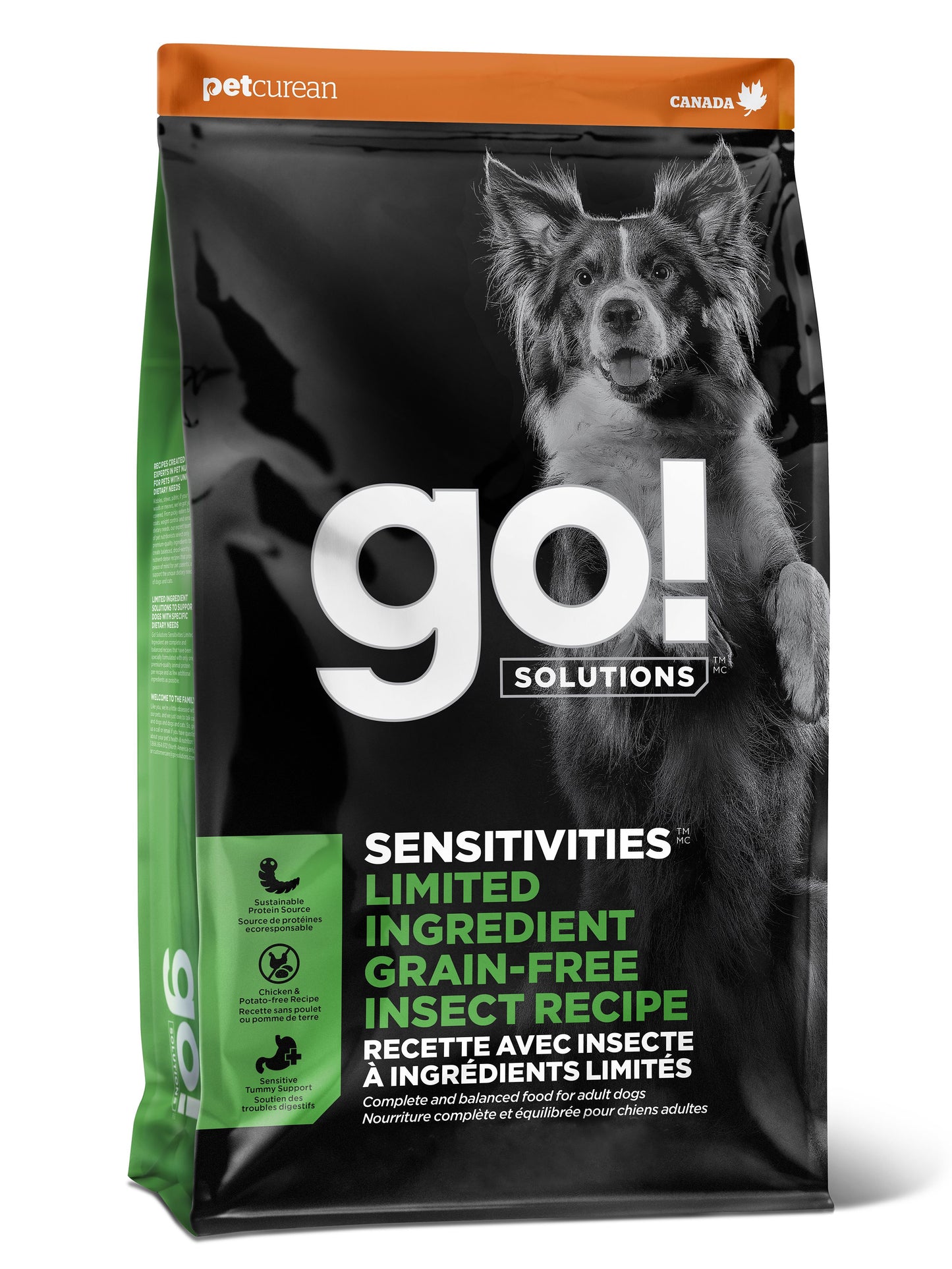 Petcurean Go! Sensitivities Lid Sans Grains Pour Chien Insecte 12 Lbs