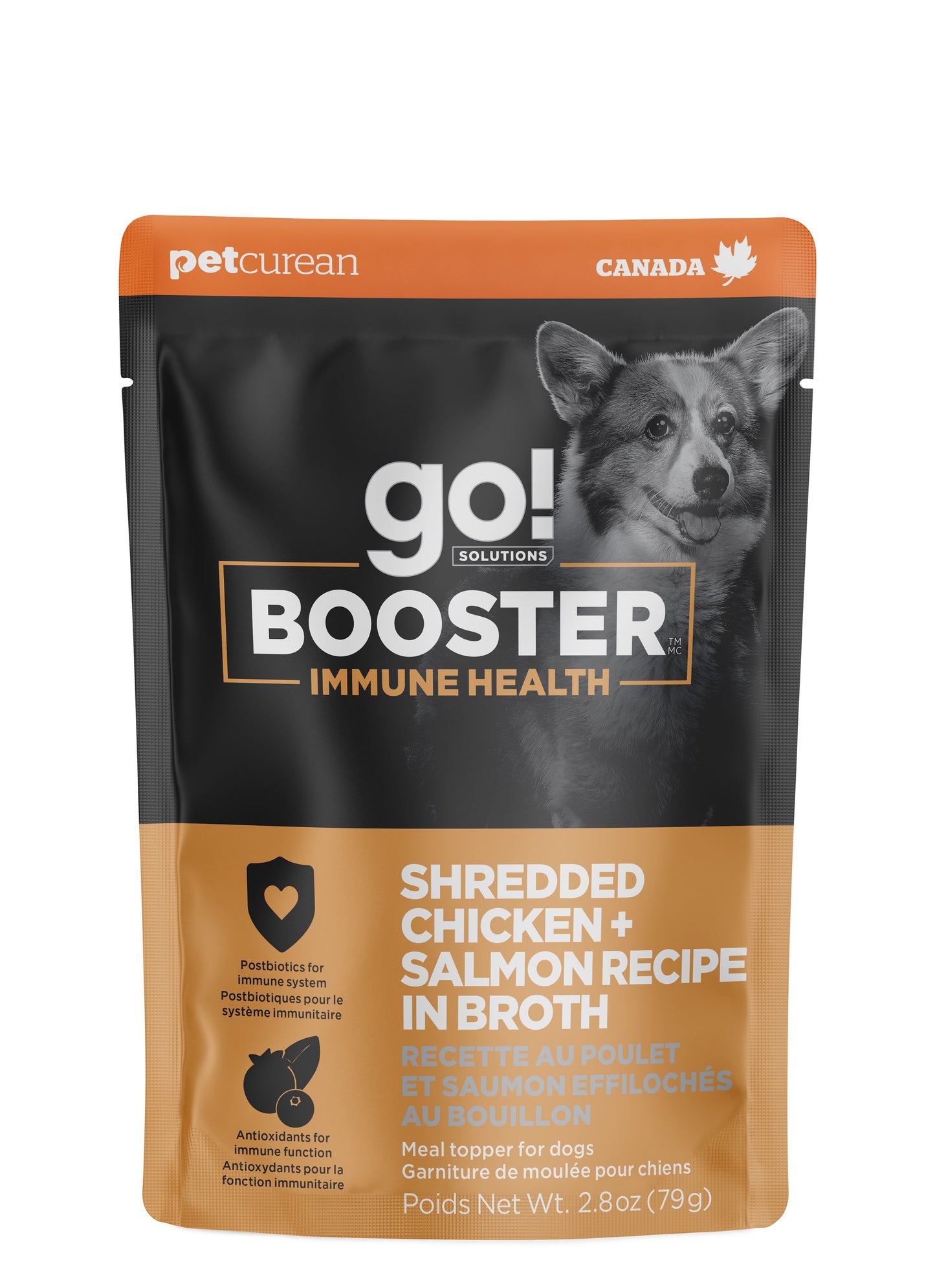 Petcurean Go! Booster Pour Chien, Système Immunitaire Poulet & Saumon Effiloché Au Bouillon 2.8oz