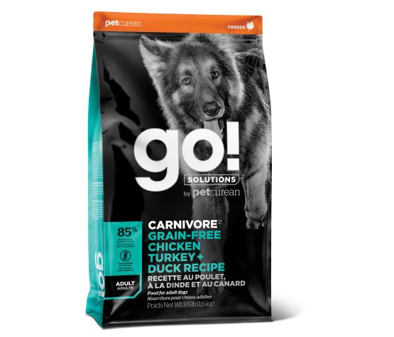 Petcurean Go! Carnivore Sans Grains Pour Chien Poulet, Dinde + Canard 3.5 Lbs