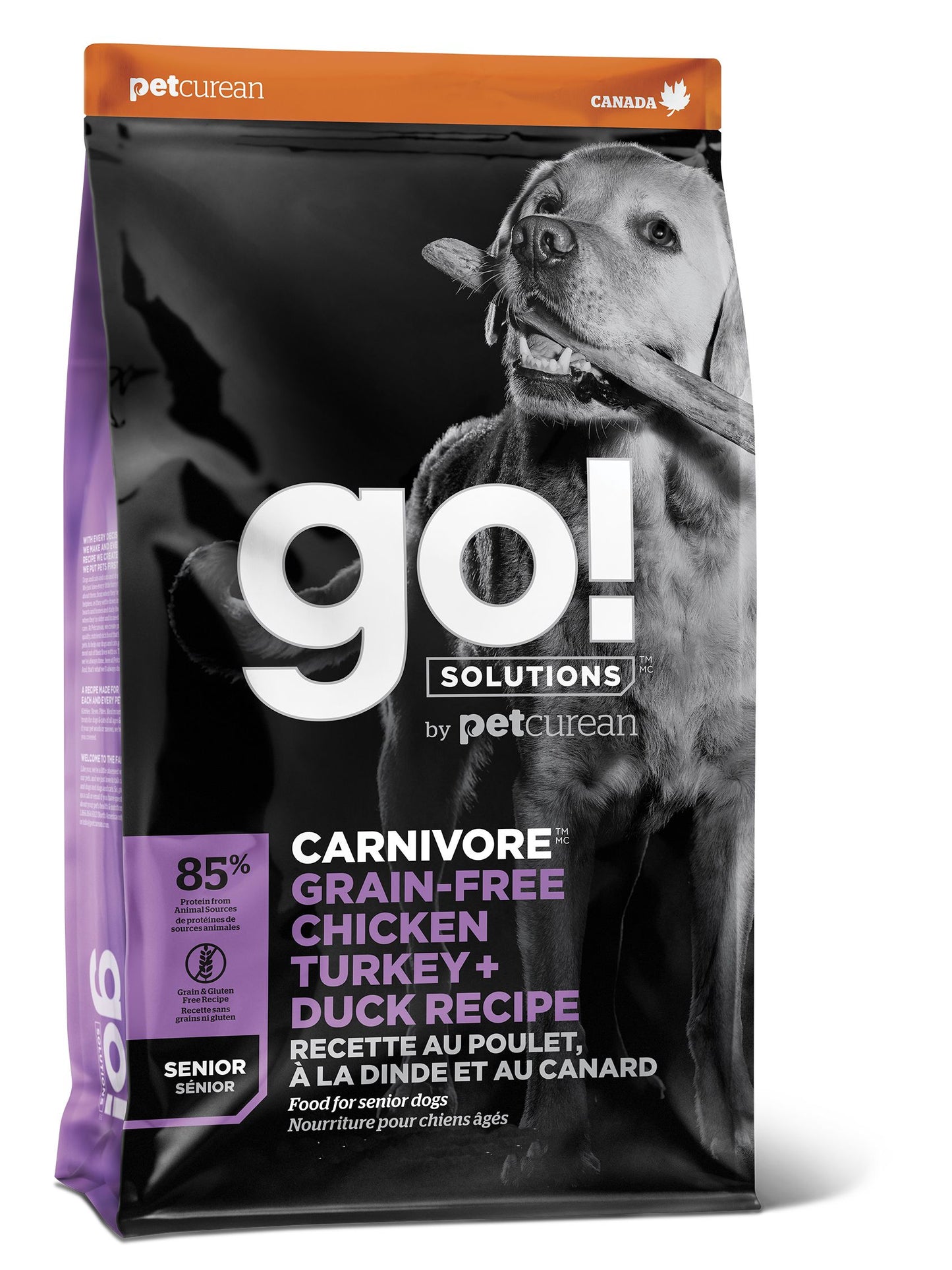 Petcurean Go! Carnivore Sans Grains Pour Chien Sénior Poulet, Dinde + Canard 22 Lbs