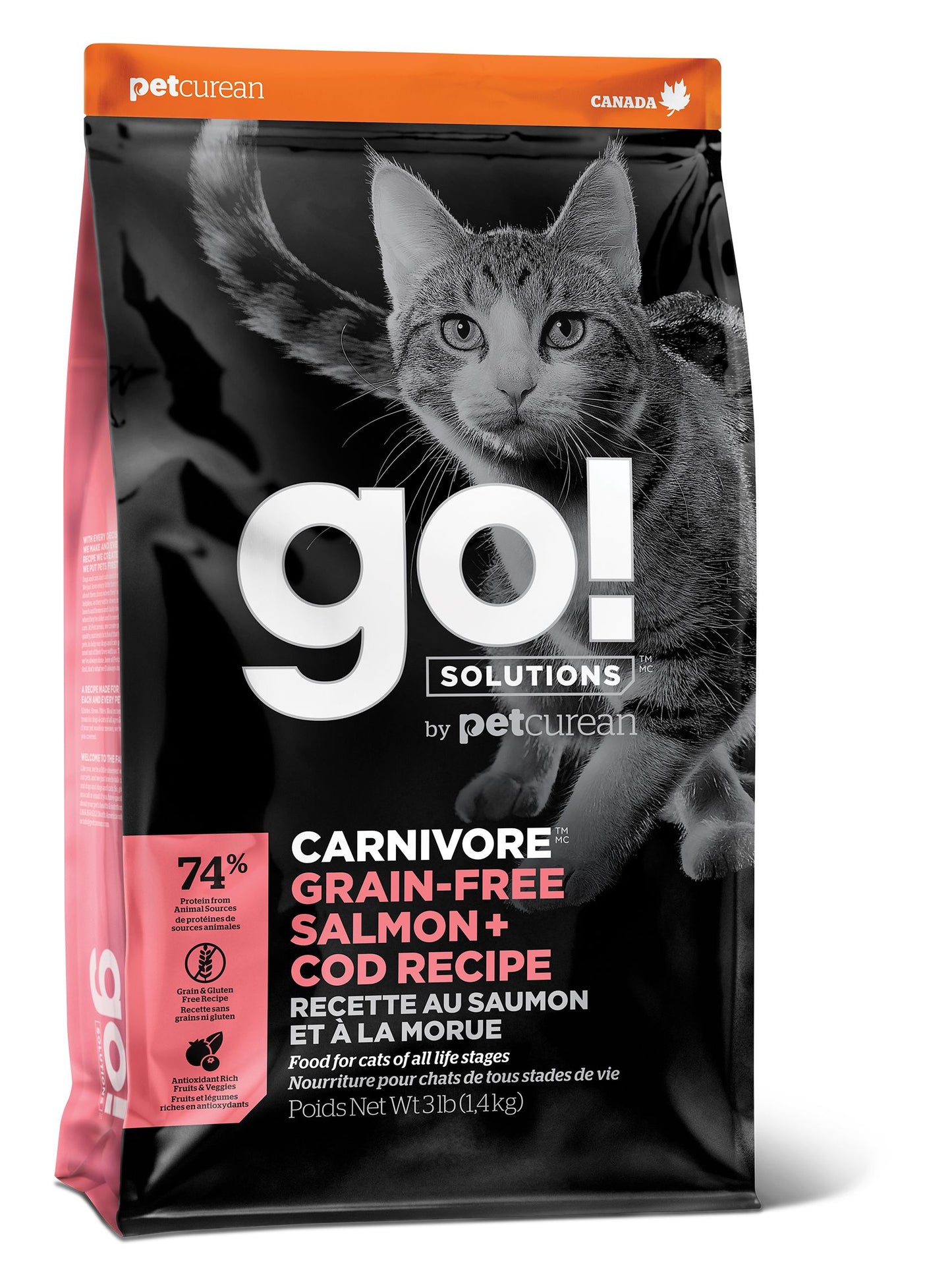 Petcurean Go! Carnivore Sans Grains Pour Chat Saumon + Morue 16 Lbs