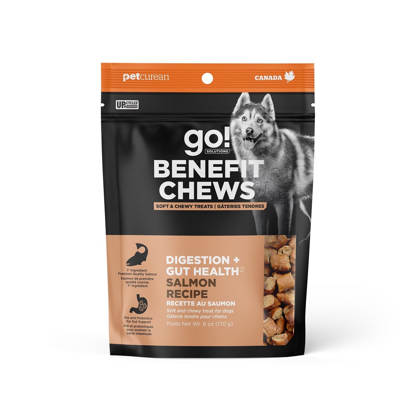 Petcurean Go! Digestion + Santé Intestinale Gâteries Tendres Au Saumon Pour Chien 170gr