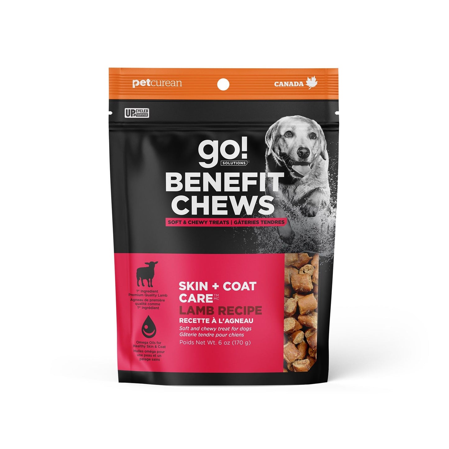 Petcurean Go! Peau + Poils Gâteries Tendres à L'agneau Pour Chien 170gr