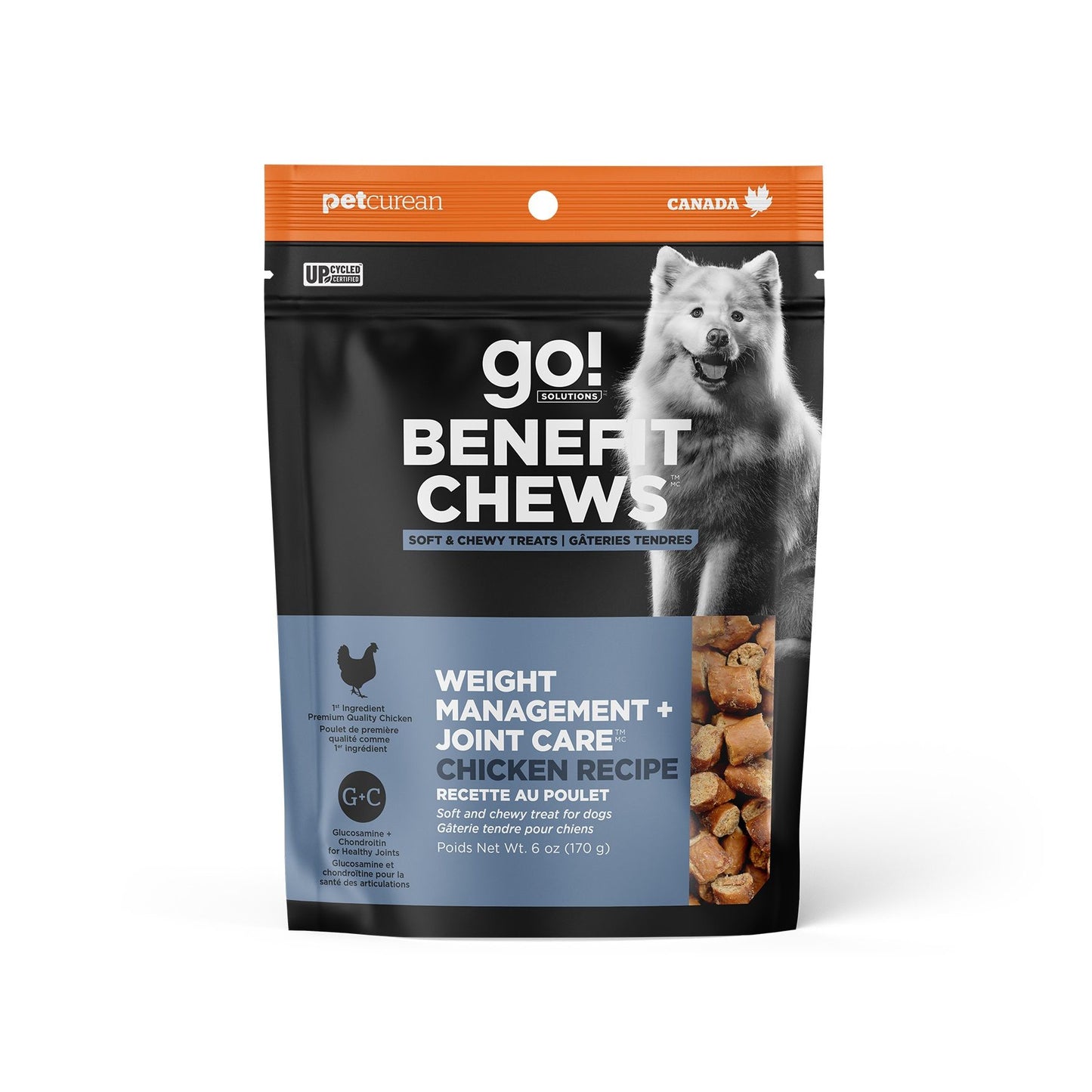 Petcurean Go! Contrôle Du Poids + Articulations Gâteries Tendres Au Poulet Pour Chien 170gr