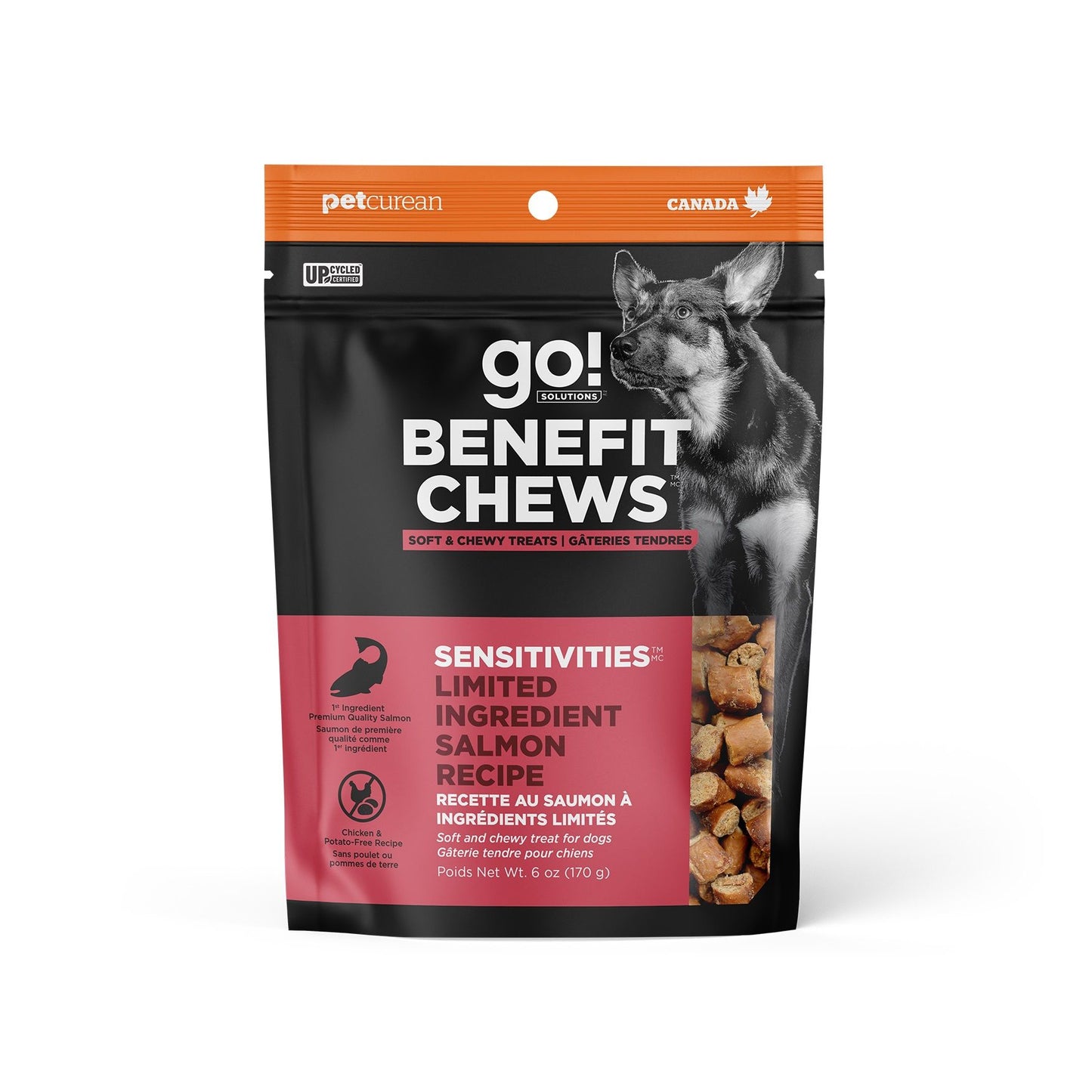Petcurean Go! Sensitivities Lid Gâteries Tendres Au Saumon Pour Chien 170gr