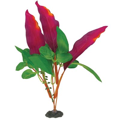 Marina Plante A Feuilles Gaufrees En Soie Rouge Et Vert Moye
