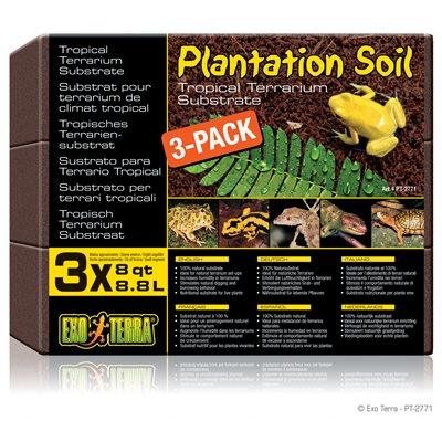 Substrat tropical Plantation Soil Exo Terra, blocs, 3 x 8,8 L (8 pte)