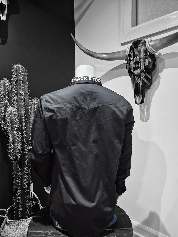Shack Story Chemise à manches longues Rider pour homme, Noir